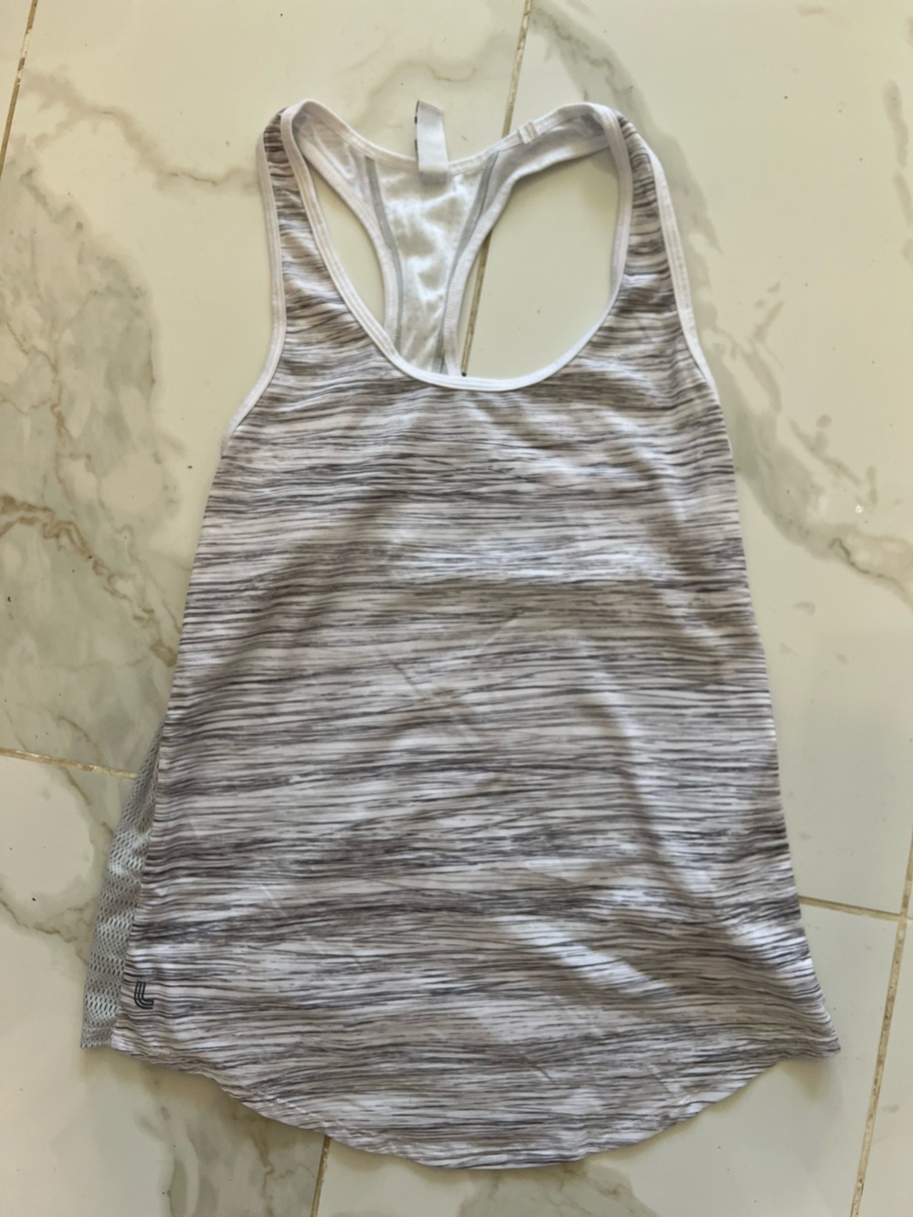 Lole White and Gray Space-Dye Racerback Tank
